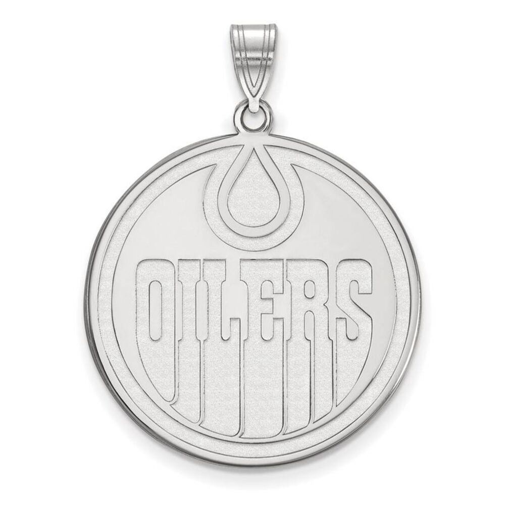 14k White Gold NHL Edmonton Oilers XL Disc Pendant